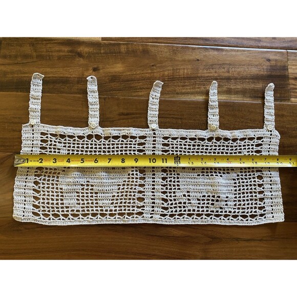 Cute Kitties Handmade Crochet Grey Short Curtain Valance Panels 100% Cotton - Picture 6 of 7